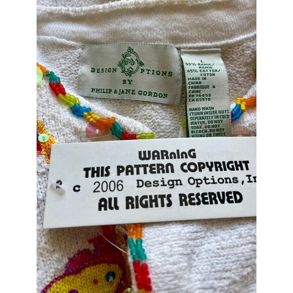 Design Options by Philip & Jane Gordon Fish Cardigan Size Large - Picture 3 of 3